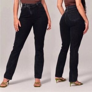 Abercrombie & Fitch '90s Straight Ultra High Rise Jeans CurveBlack Denim 28/6